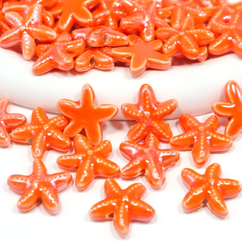 Colorful Starfish Ceramic Beads For Jewelry Making DIY Earring Necklace 5X18mm Color Ceramic Starfish Jewelry Accessories