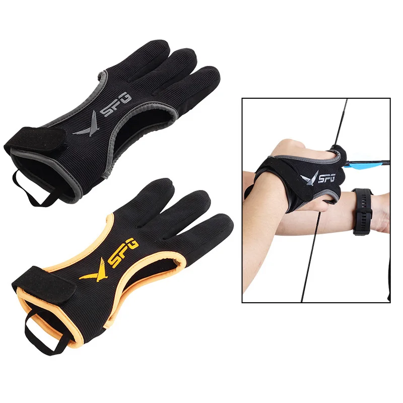 SPG 1pc Archery Three-finger Finger Gloves Thickened Fingertips Traditional Recurve Bow String Gloves