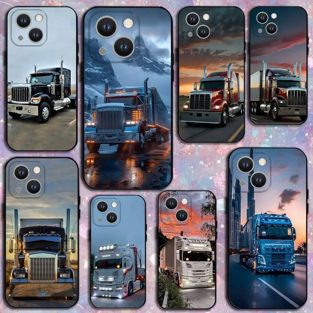 

Cool Heavy Truck Car Phone Case For iPhone 17,16,15,14,13,12,11 Plus,Pro Max,XS,X,XR,SE,Mini,8,7,Soft Silicone Black Cover