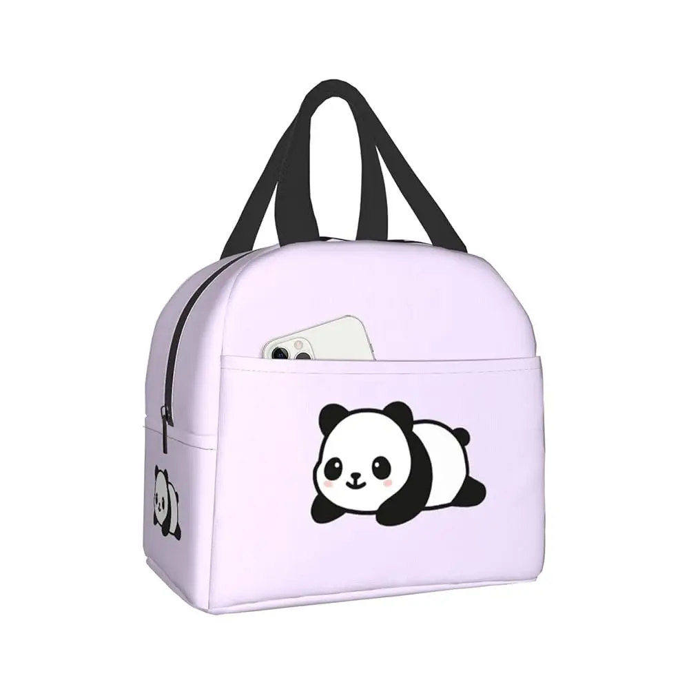 

Сумки для обедов Panda Purple, изолированные сумки-ланчбоксы для женщин, многоразовые сумки-холодильники для покупок, пикников и путешествий