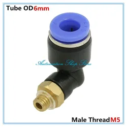 6mm Hole tube x M5 male thread L Shape Push in Pneumatic Connectors Elbow Quick Fittings PL6-M5