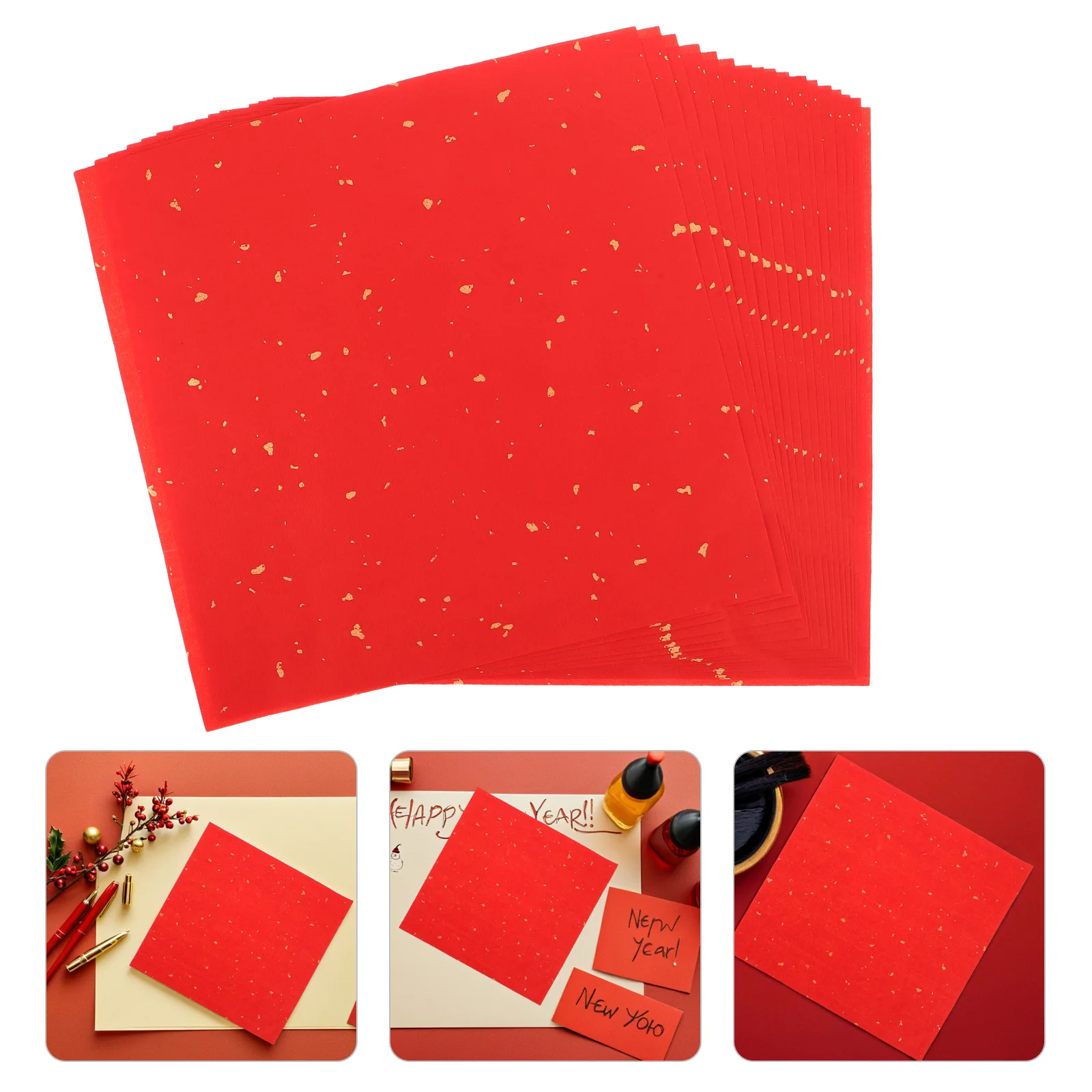 

60Pcs Chinese Calligraphy Paper Red Square Xuan Rice Paper 22x22cm Sheets Brush Lettering Practice Pad Spring Festival Couplets