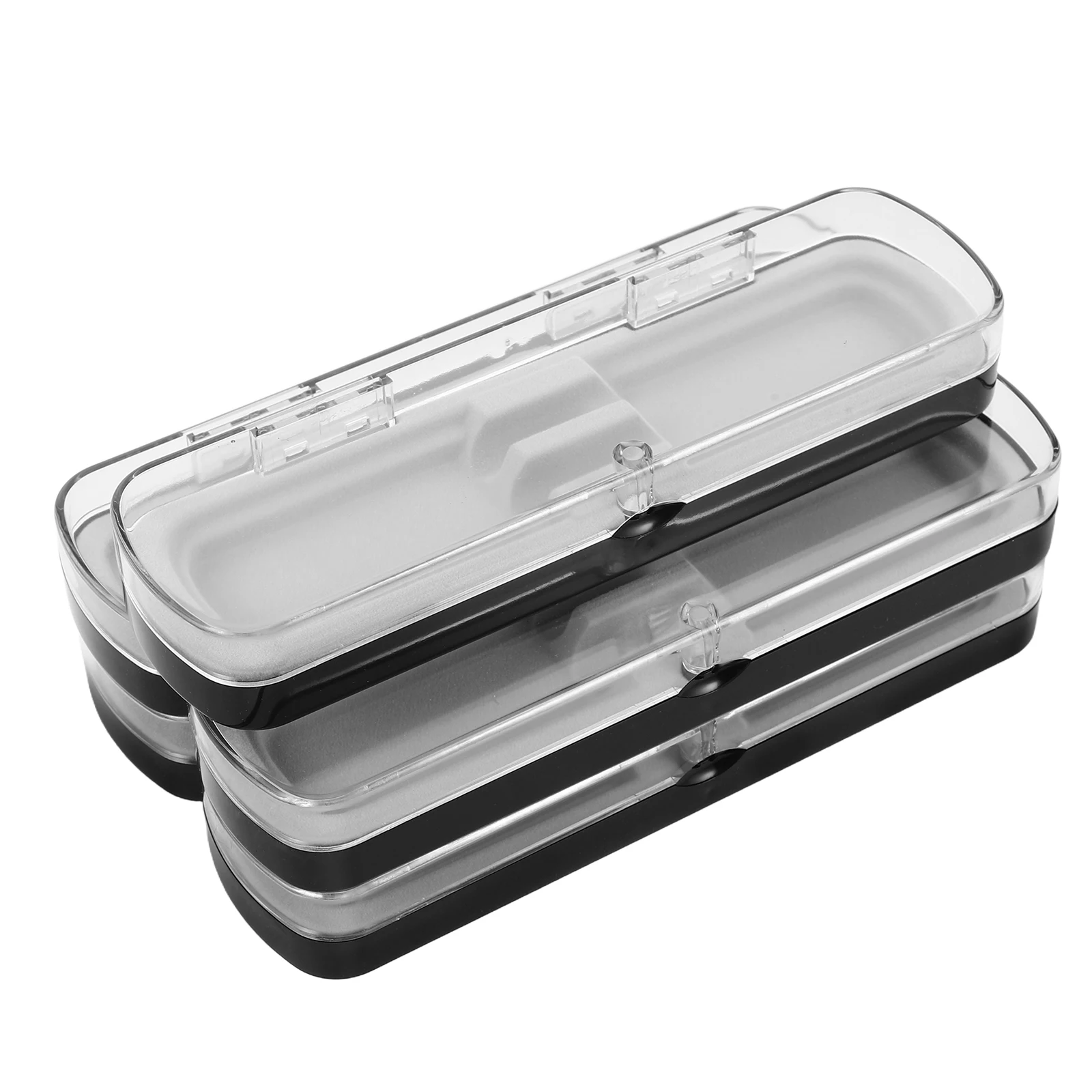 

5 Pcs Rectangular Pen Box Pencil Holder Organizer for Pens Case Fountain Stationery Hard Clear Plastic Boxes Travel Crystal