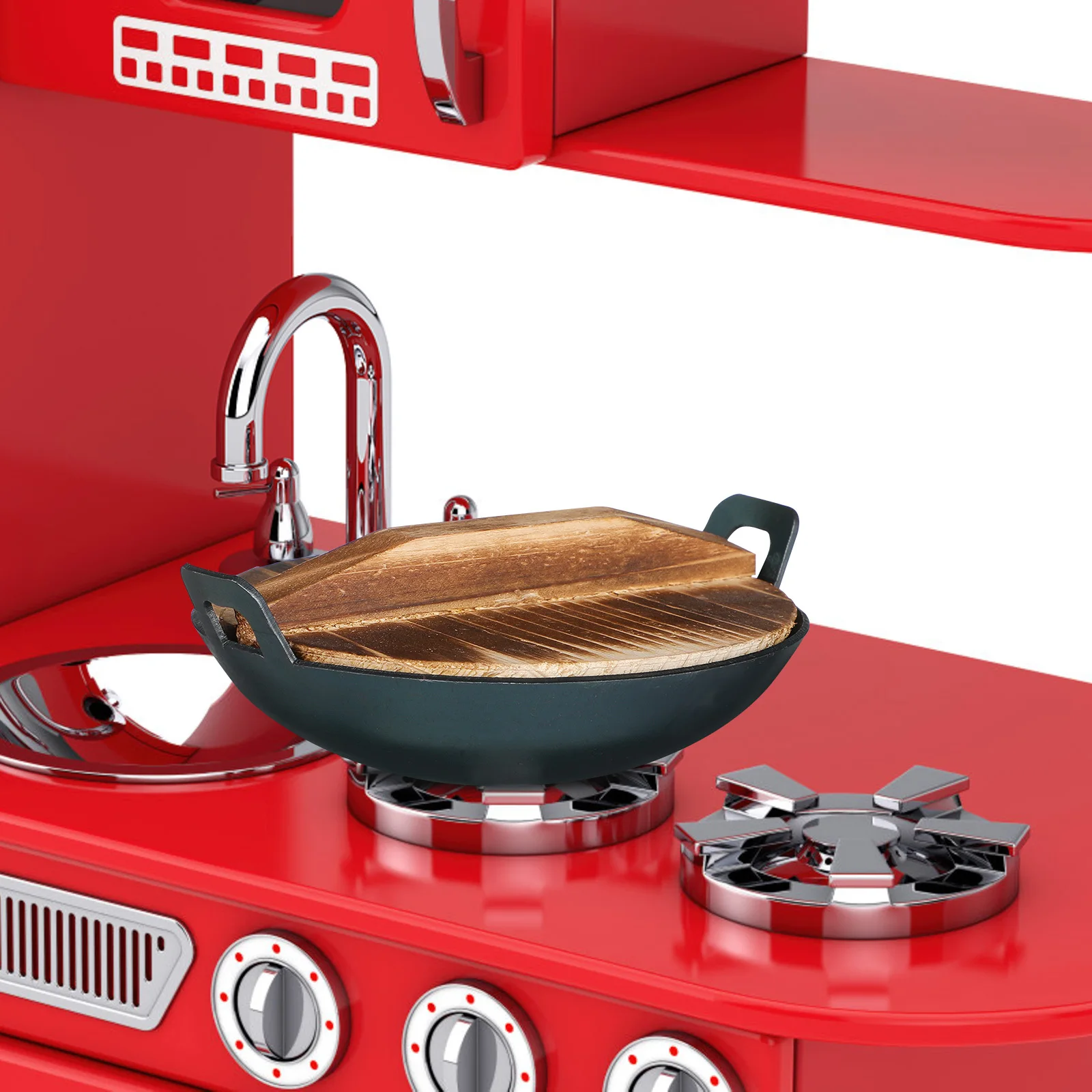 1 conjunto mini wok de ferro em miniatura utensílios de cozinha madeira resistente mini casa decoração da cozinha cena educacional criativa