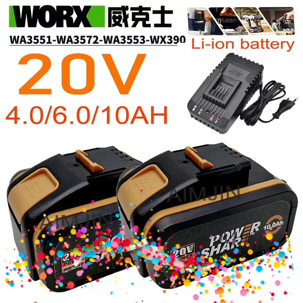 

k 20V for worx 4.0/6.0/10Ah Lithium battery Rechargeable WA3553 WA3551 WA3553.1 WA3570 for All WORX Electric and Garden Tools