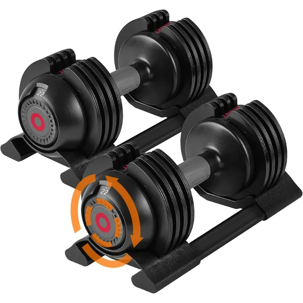 22LB/52LB Adjustable Dumbbells, 5 Weight Options Dumbbell with Anti-Slip Metal Handle for Exercise & Fitness Fast Adjust Weight