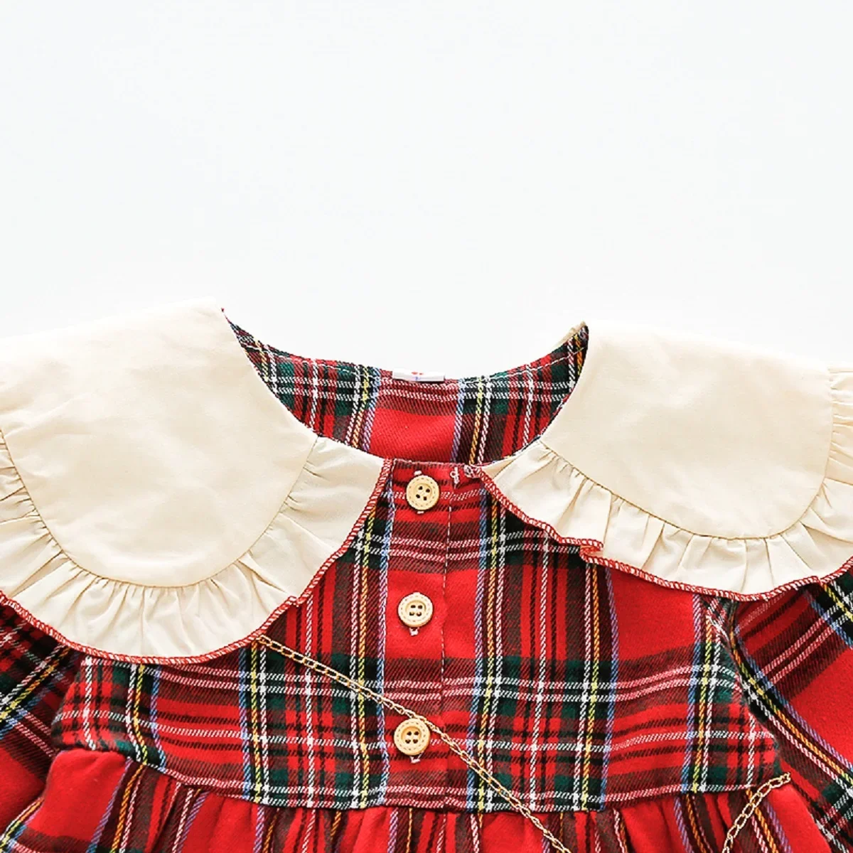 Girls Plaid Skirt Spring and Autumn Children's Clothing College Style Doll Collar Long Sleeved Sweet Dress As A Gift for Rabbits image 5