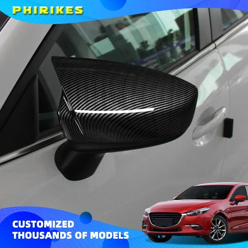 

ABS Carbon fibre For Mazda 3 Axela 2014 2015 2016 2017 2018 Accessories Car rearview mirror cover frame Cover Trim Car Styling