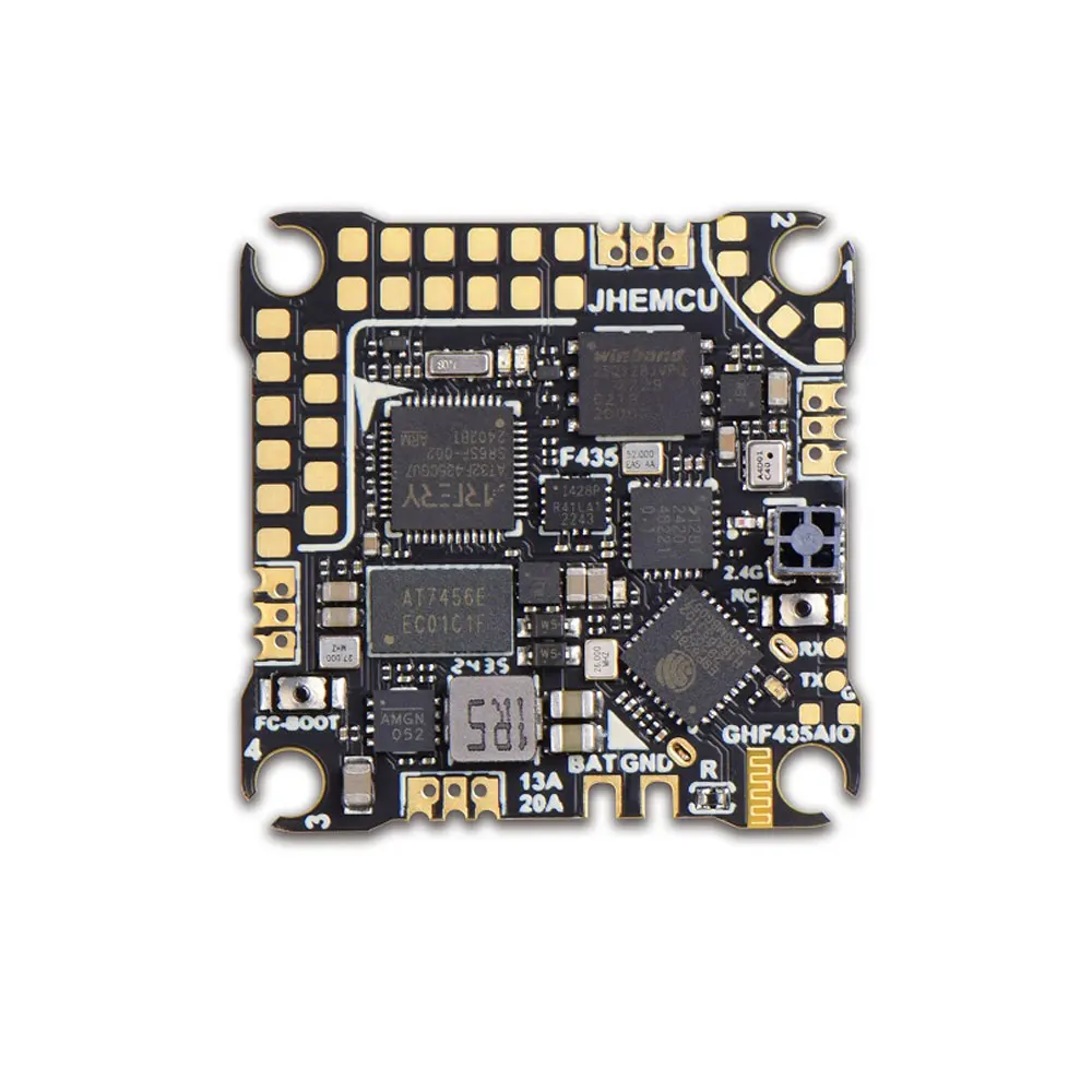 JHEMCU GHF435AIO 20A Flight Controller 2-4S with OSD Baro Blackbox 16MB GPS Built-in ELRS 2.4G CRSF for RC FPV Freestyle Drone