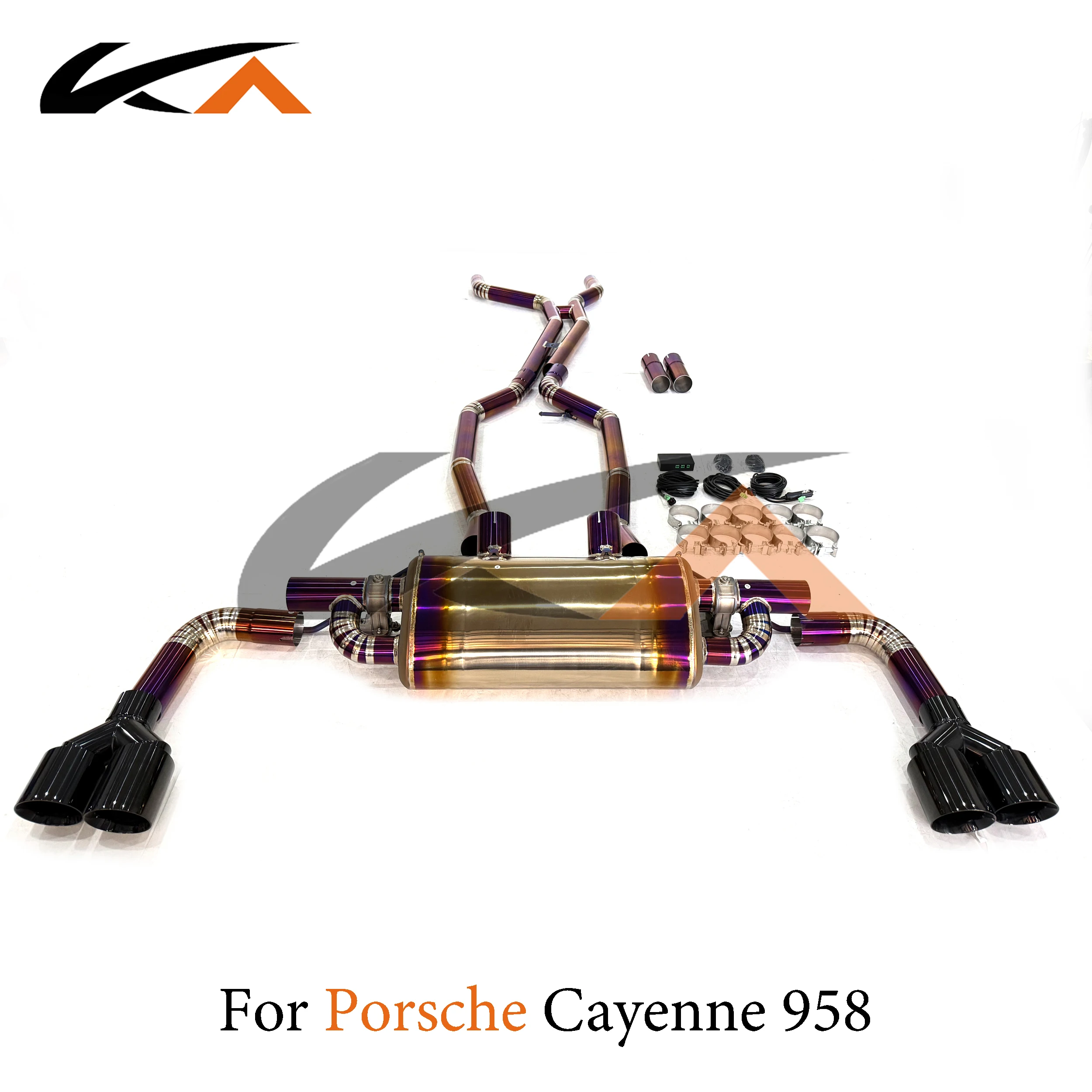 KA Tuning Titanium Catback Exhaust System for Porsche Cayenne 958 with Muffler Valve Performance