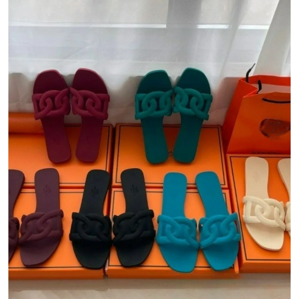 Sandalias de gel tipo nariz de cerdo estilo americano, antideslizantes, para vacaciones en la playa, de suela plana, talla grande, de una sola pieza.