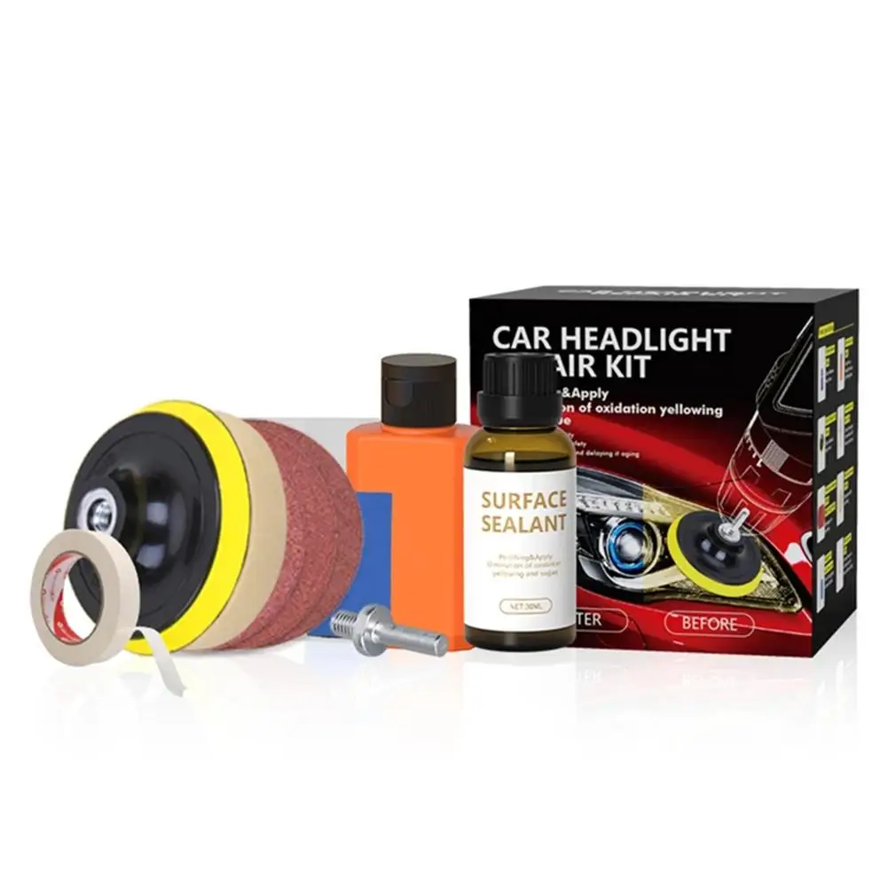 Car Headlight Restoration Kit Easy Heavy Duty Cleaner Renewal Polishing Liquid for Removing Fog Fading Oxidation Rain Sun