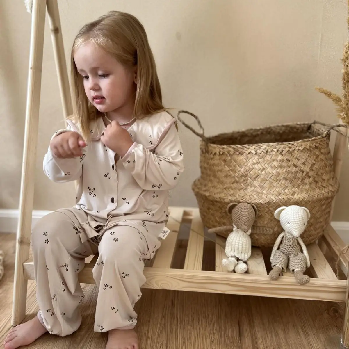 

Spring Children's Modal Sleepwear Set Cotton Home Clothes Baby Clothing Girls' A-Class Pure Cotton Autumn Pants Underwear