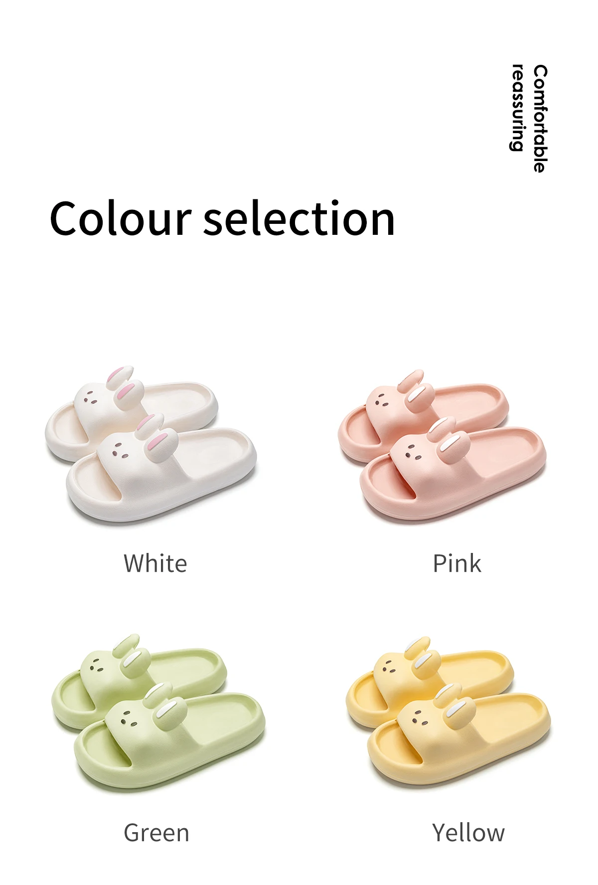Niedliche Kaninchen-Unisex-Hausschuhe, rutschfeste Slip-On-Hausschuhe, bequeme, weiche Hausschuhe – Detail 1