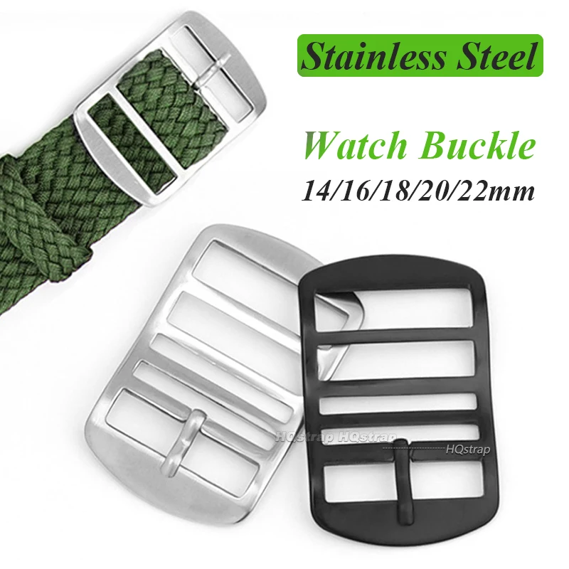 Watch Buckle for Perlon Strap Stainless Steel Buckle for Nylon Watch Strap 14mm 16mm 18mm 20mm 22mm Band Clasp Wrist Belt Button