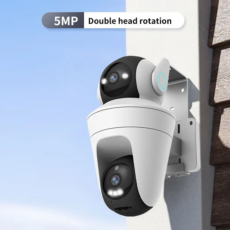 5MP UHD iCam365 APP   Dual Lens Floodlight Wireless PTZ IP Camera Full Color AI Humanoid Detection CCTV Baby Monitor