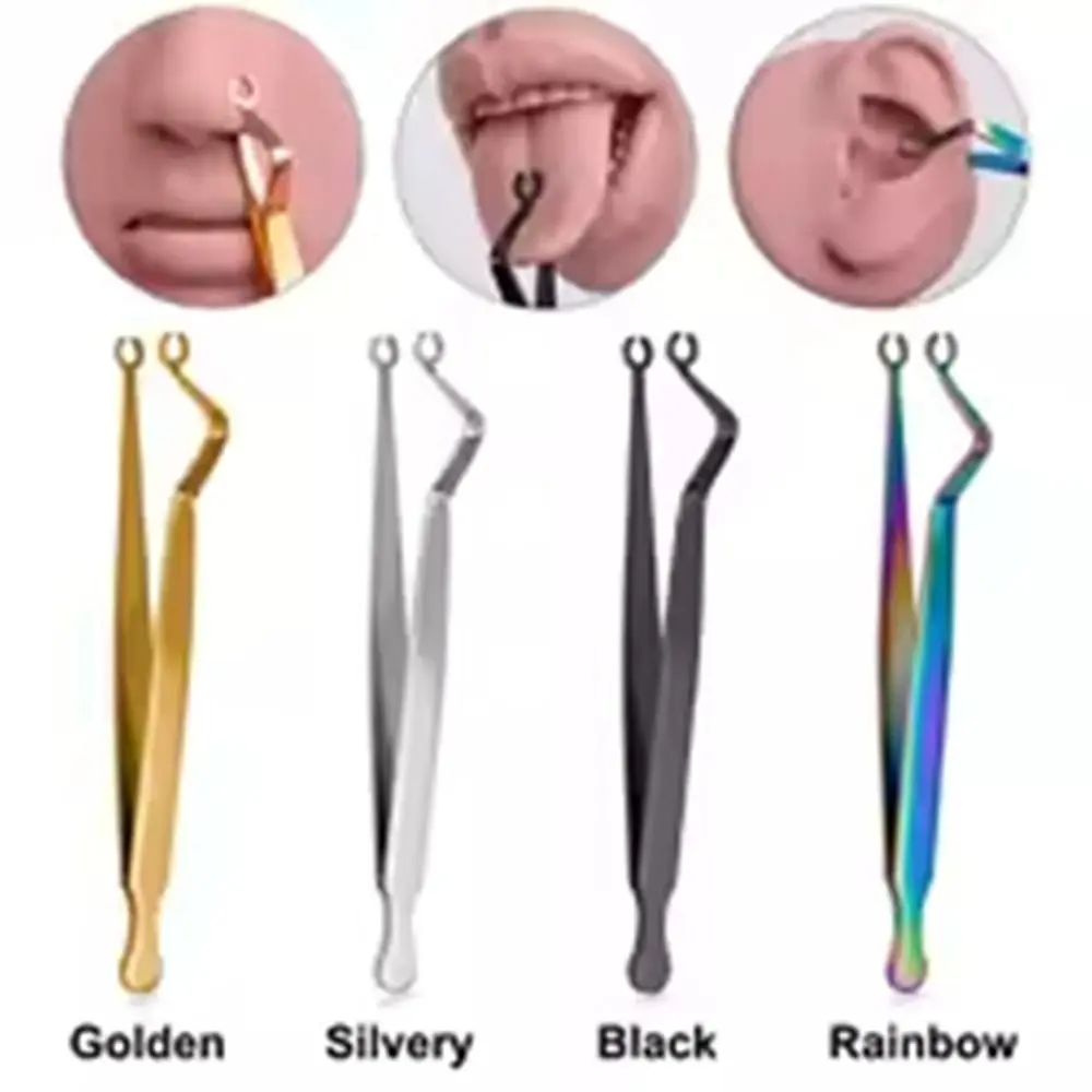 Stainless Steel Body Piercing Tool Septum Piercing Tool Ear Stud Dermal Forceps Navel Stud Nose Stud Dermal Piercing Tool
