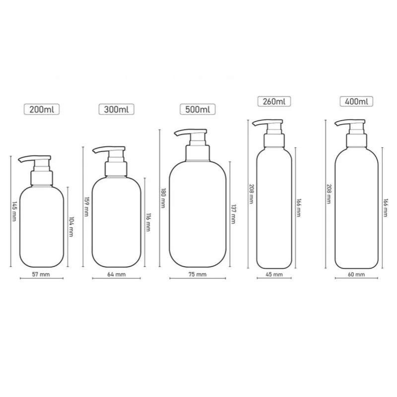 200/300/500ml Green Empty Plastic Pump Bottle for Liquid Lotion Shampoo Cosmetic Container with Pump Head Refillable Bottles