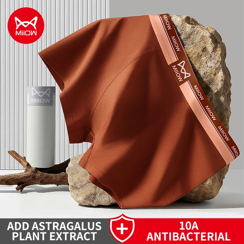 

MiiOW 3Pcs Skin-friendly Cotton Men Underwear Boxer 10A Antibacterial Crotch Men's Panties Breathable Underpants Man Boxershorts