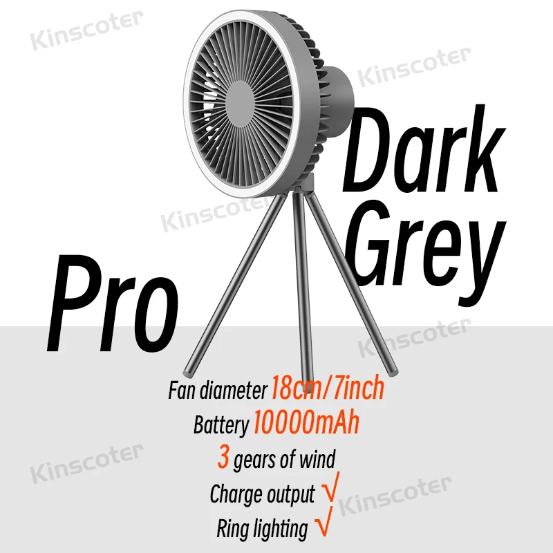 10000mAh Camping Fan Rechargeable Desktop Portable Air Circulator Wireless Ceiling Electric Fan with Power Bank LED Light Tripod image 3