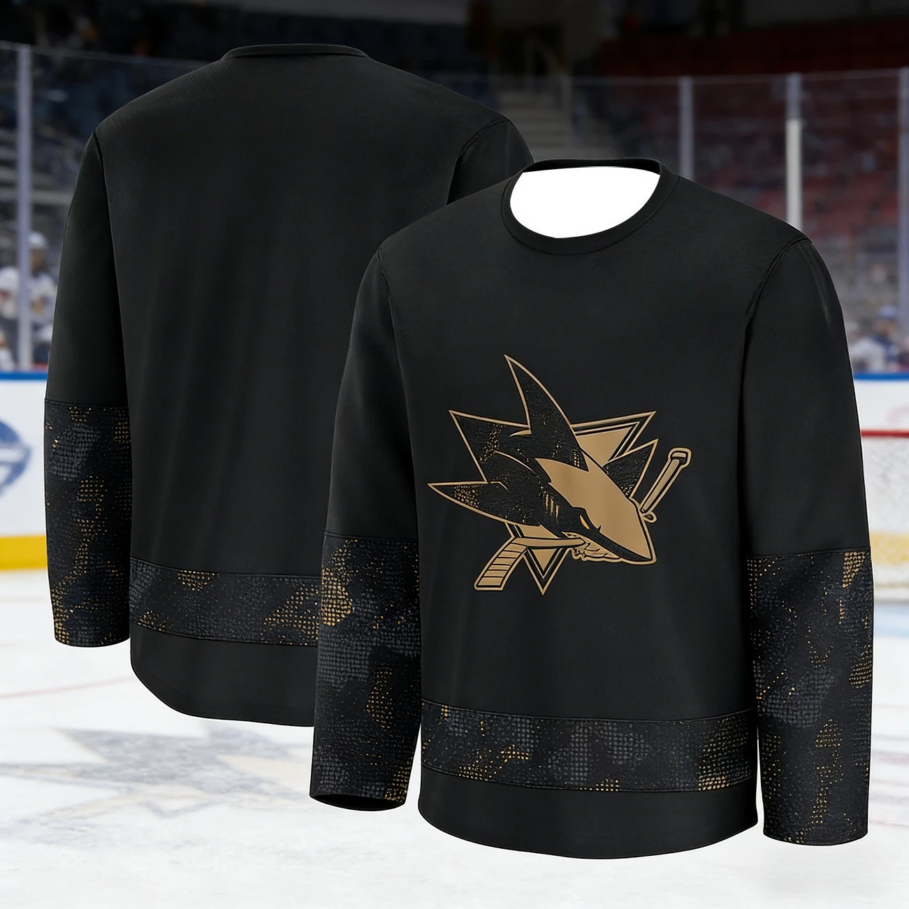 Men's Ice Hockey Jersey with 3D Printed Shark Logo, Breathable and Quick-drying, Passionate Enthusiast Long-sleeved Top Kids