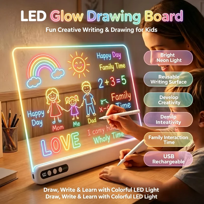 rechargeable-led-drawing-board-for-kids-with-timer-and-built-in-stand-light-up-acrylic-neon-digital-art-board-with-battery