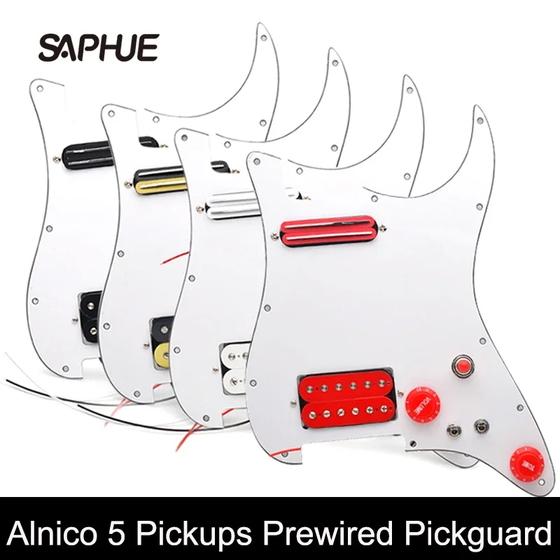 

AlnicoV Prewired Guitar Pickguard Coil Splitting Pickguard HH(Mini Humbucker + Humbucker) Loaded Pickguard with Humbucker Pickup