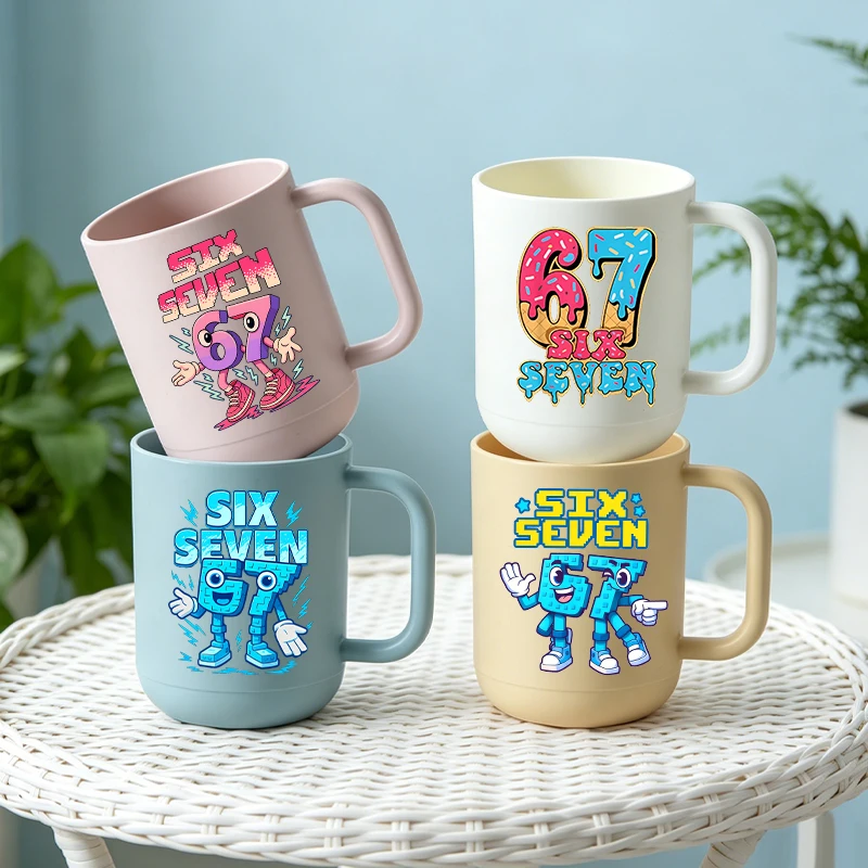 

Steal A Brainrot Fashion Mouthwash Cup for Men Women 67 Six Seven Cartoon Letter Printed Tooth Glass Portable Toothbrush Cups