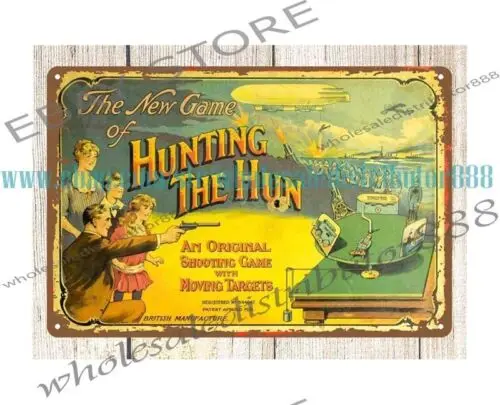 1pcs home decor ideas Hunting The Hun WWI Target Game metal tin sign