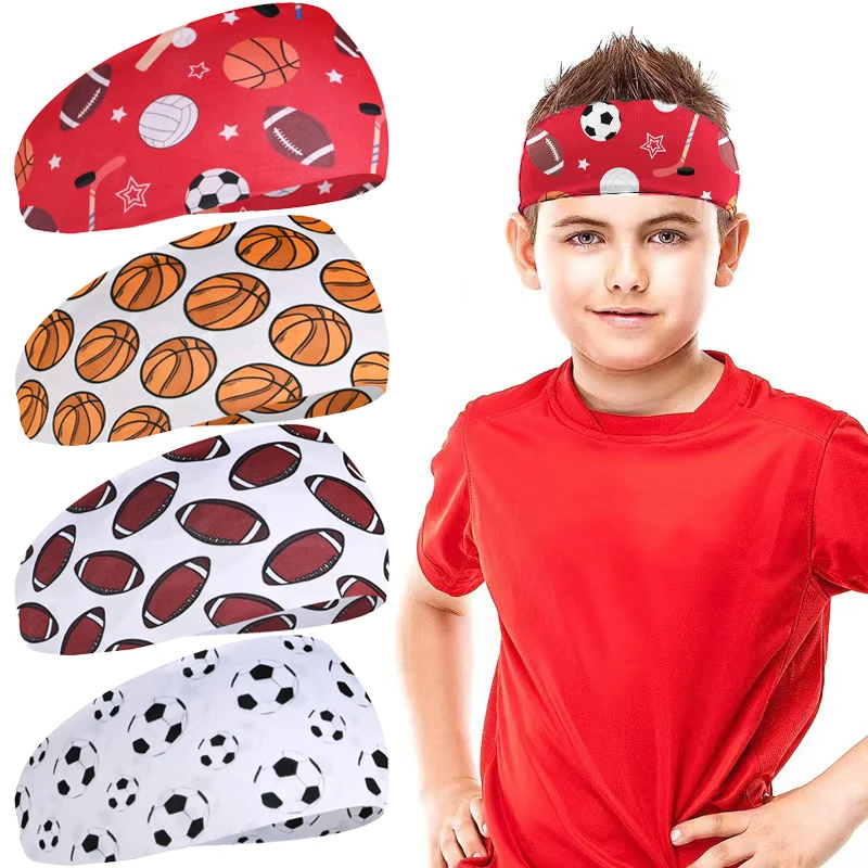 Kids Boys Headbands Athletic Sweatbands For Kids Soccer Headband Youth Kids Sweat Band Football Sweat Absorbing Elastic Hairband