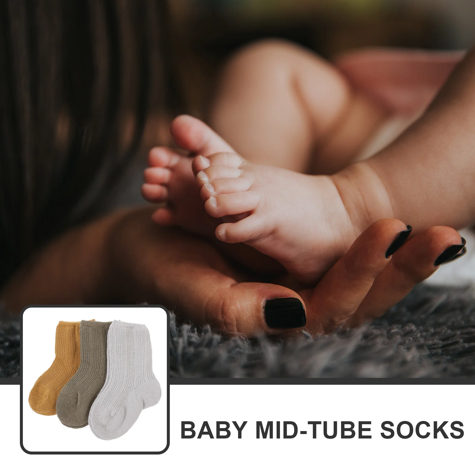3 Paar Baby-Mittelrohrsocken, atmungsaktiv, bequem, warm, für Neugeborene, Kleinkinder, Frühling und Herbst, rutschfeste Baby-Wintersocken