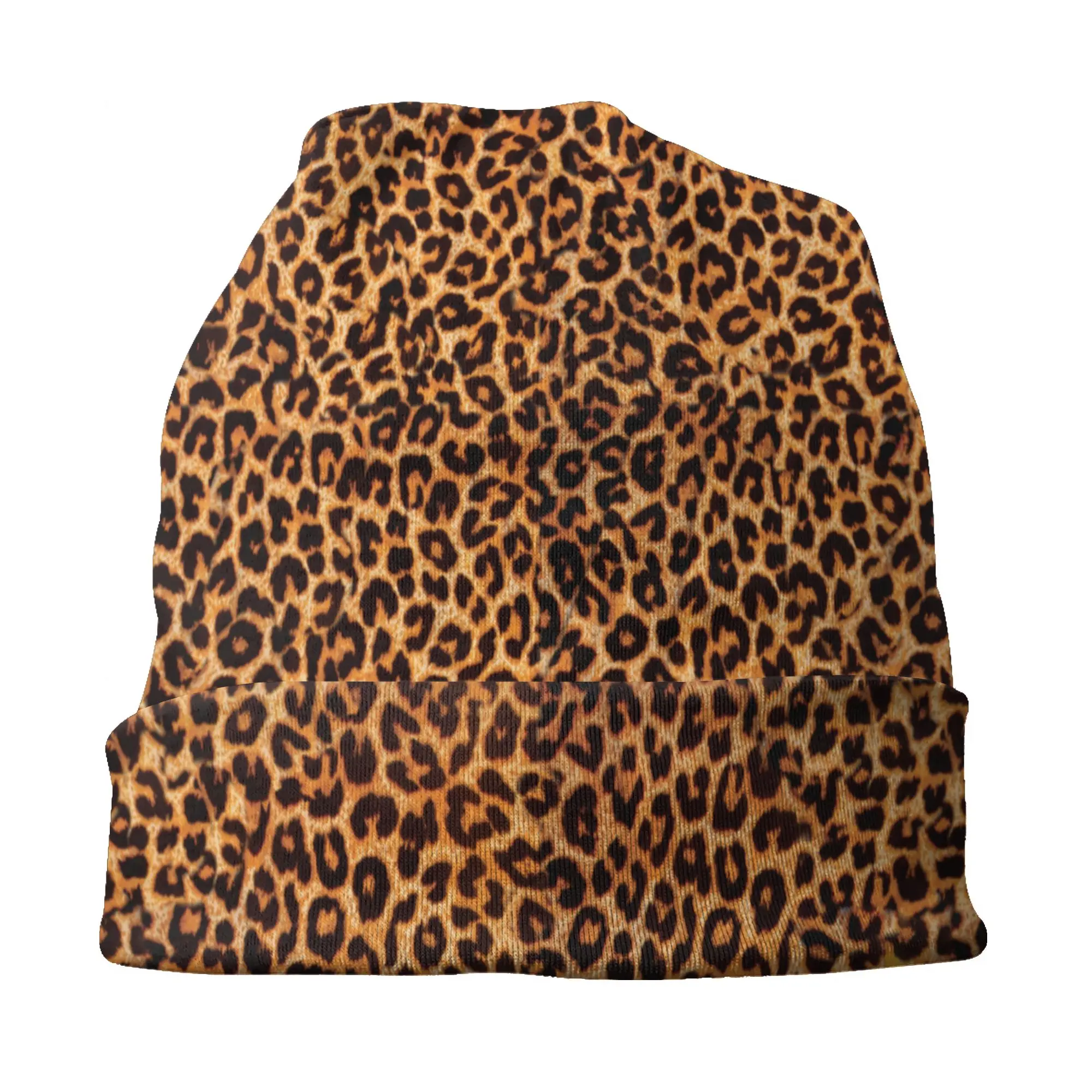 Realistic Leopard Tan Skullies Beanies Caps Men Women Unisex Hip Hop Winter Warm Knitted Hat Adult  Bonnet Hats