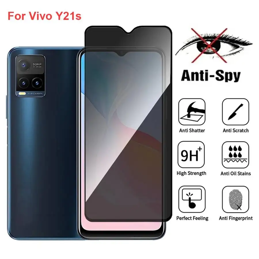

Vivo Y21s V2110 Anti Spy Privacy Tempered Glass Protector Compatible For Vivoy21s Full Cover Screen Phone Film