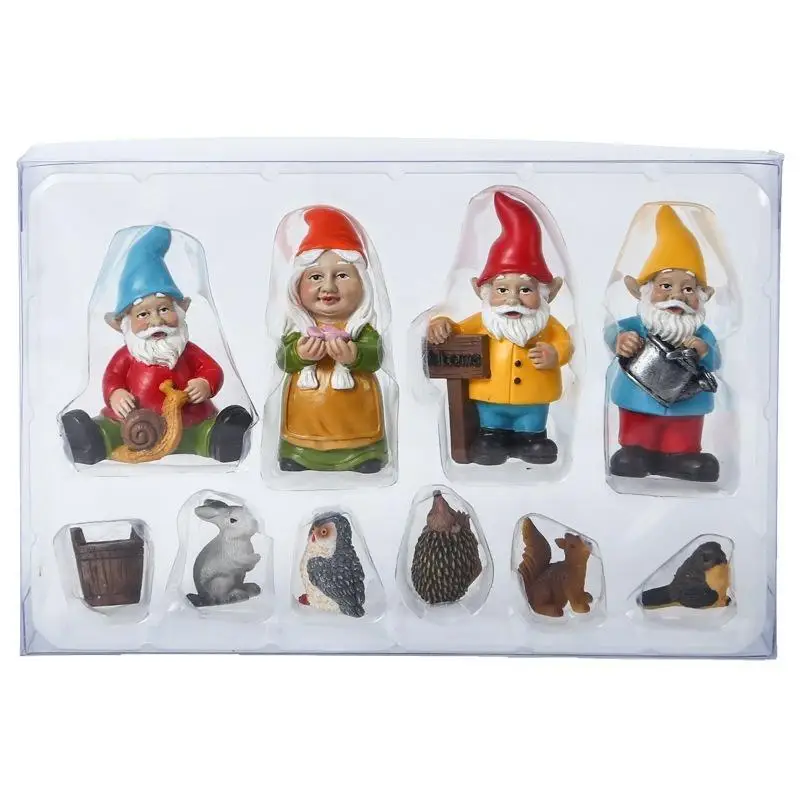 10pcs Set Mini Garden Decoration Resin Dwarf Animals Figures Christmas Birthday Gifts
