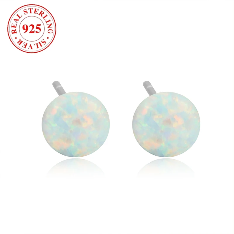 

S925 Sterling Silver Round Opal Earrings for Women Hypoallergenic Suitable for Women's Holiday Gifts