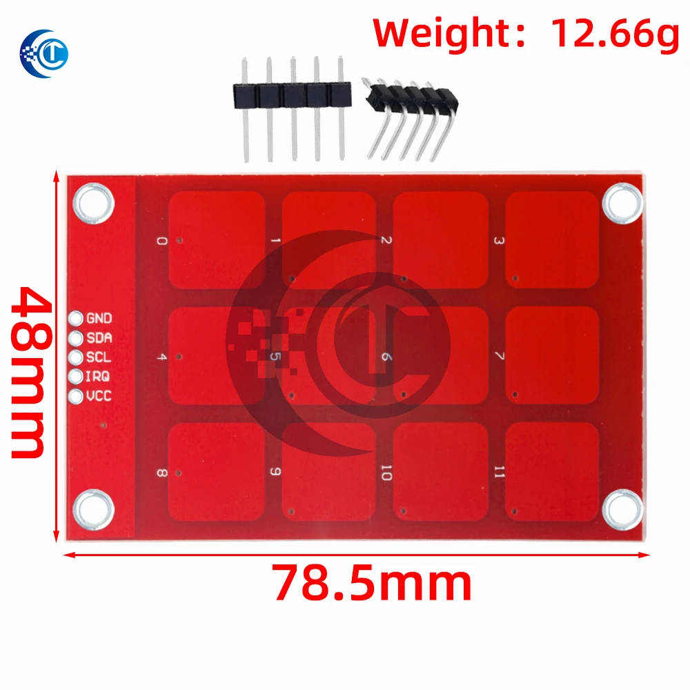 Capacitive Touch Sensor Keypad (MPR121): 12 Buttons, I2C Interface –for Arduino-Ready Module