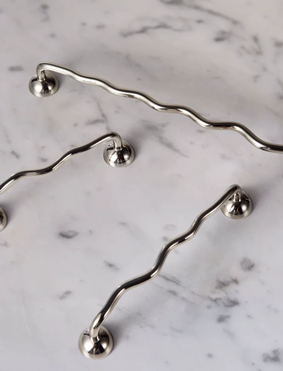 ZIMIR Modern French Wave Titanium Silver Furniture Handles, kitchens accessories, wardrobes, and light luxury drawer handles