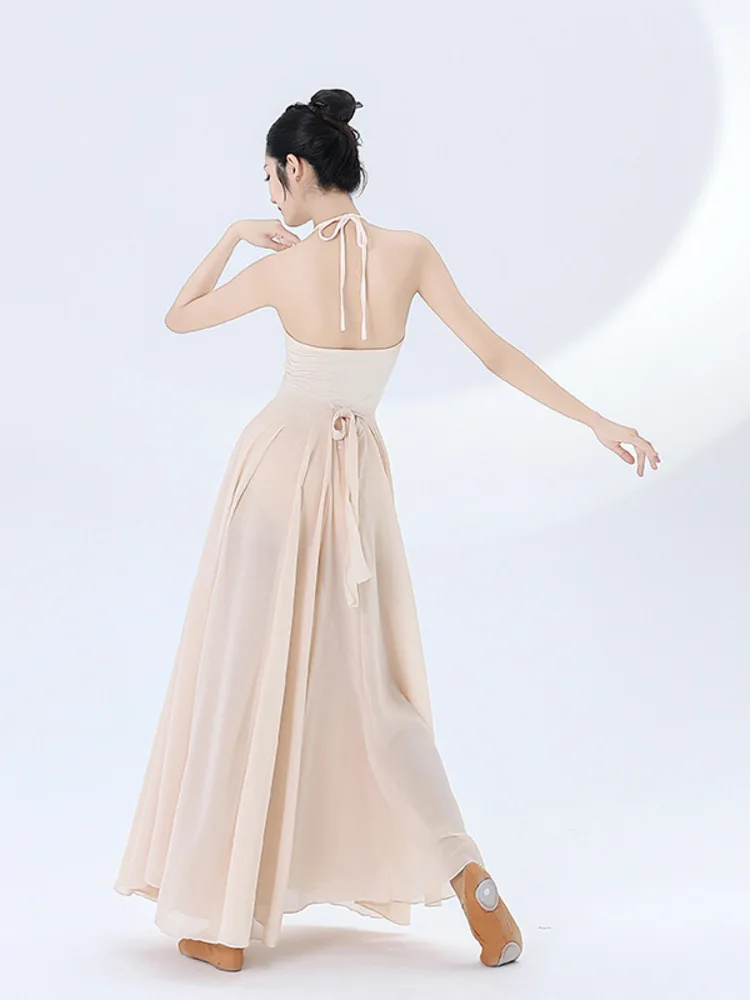 Backless Spaghetti Strap Ballet Crop Top and Tulle High Waist Skirt Set – Elegant Stage Costume for Women Dance Performance