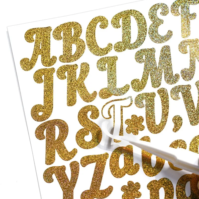 5-10 Sheets 1 inch Glitter Alphabet Letter Stickers Gold Silver Name Number Sticker for Scrapbooking Stanley Cup Mug Craft Decor