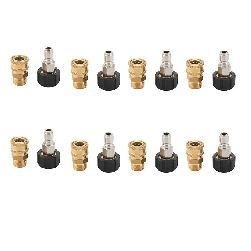A48P-16X Pressure Washer Adapter Set, Quick Connect Kit, Metric M22 15Mm Female Swivel To M22 Male Fitting, 5000 Psi