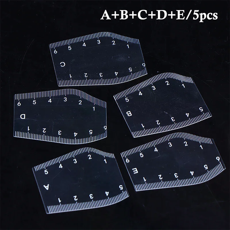 5Pcs Durable Brow Shaping Stencil Shaping Portable Instant Brow Shaper Drawing Eyebrow Design Ruler Gift