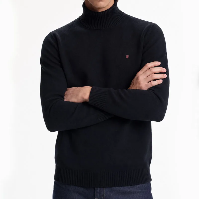 CH Herren Rollkragenpullover Einfarbiger Gestrickter Pullover Lässiger Slim Fit Warmer Weicher Strickpullover Business Casual Winter Pullover – Detail 4