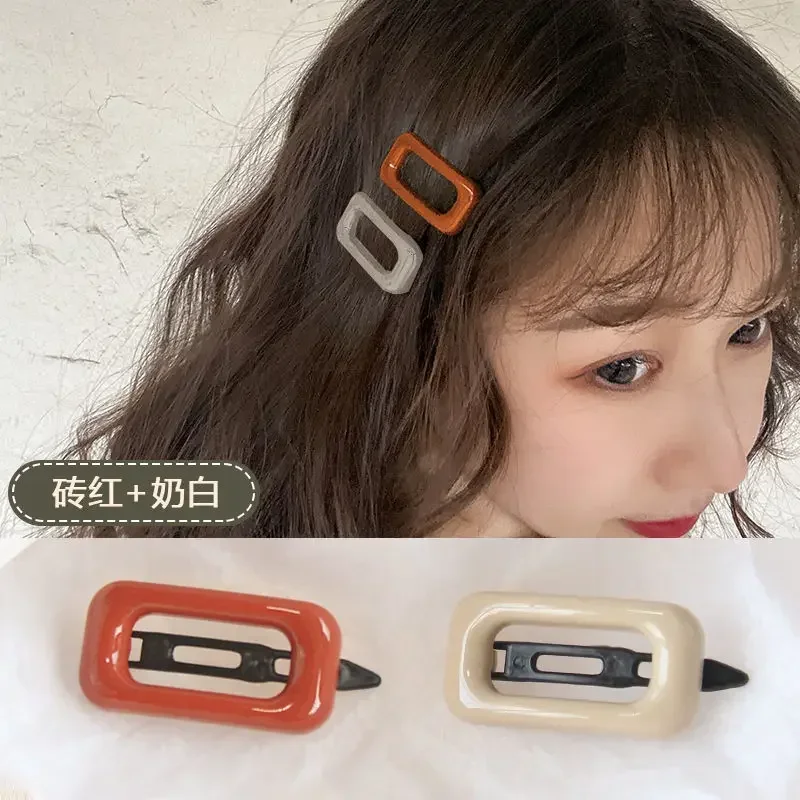 New 2pcs Girls Hollow Square Hairpins Hair Clips  Hair Side Bangs Clip Barrettes Girls Headwear Hair Accessories