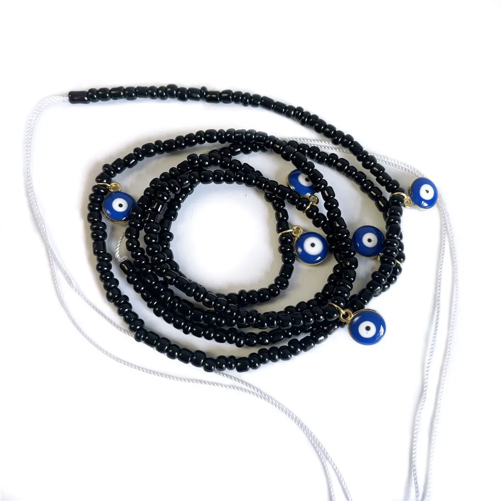 Boho Evil Eye ciondolo catena in vita con perline per donna Plus Size africano Non stirante Tie-on catena del ventre Bikini gioielli per il corpo 2022