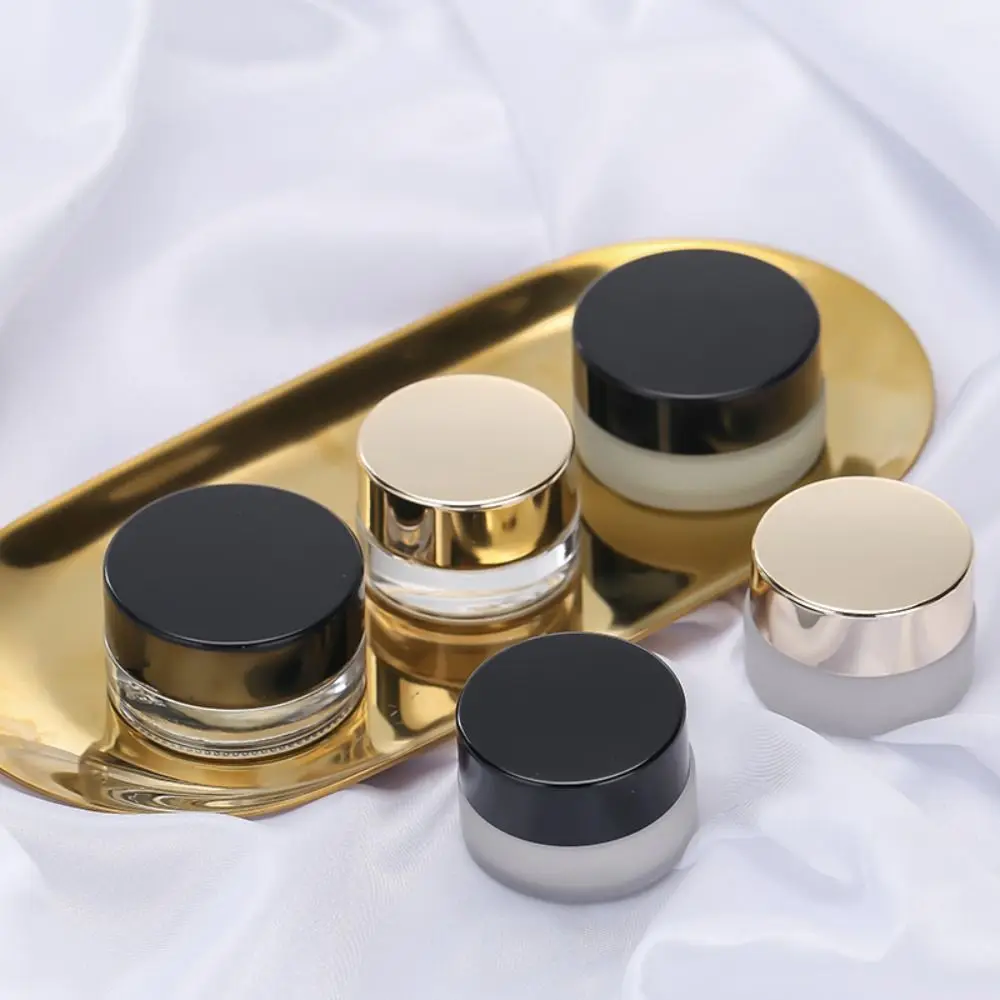 Black Gold Eye Cream Pots Mini Lip Balm แต่งหน้า Jar กระป๋องโปร่งใส Frosted Face ครีมบรรจุภัณฑ์ขวดสําหรับ Skin Care