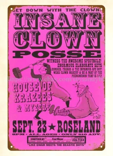 1990s Insane Clown Posse Roseland Concert Poster metal tin sign wall art sign