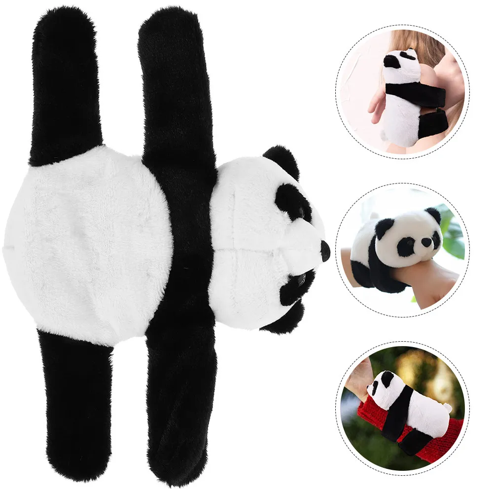 

2Pcs Stuffed Panda Slap Wrist Band Cartoon Animal Slap Bracelet Comfortable Wearable Party Favor Decorative Bracelet Gift Idea
