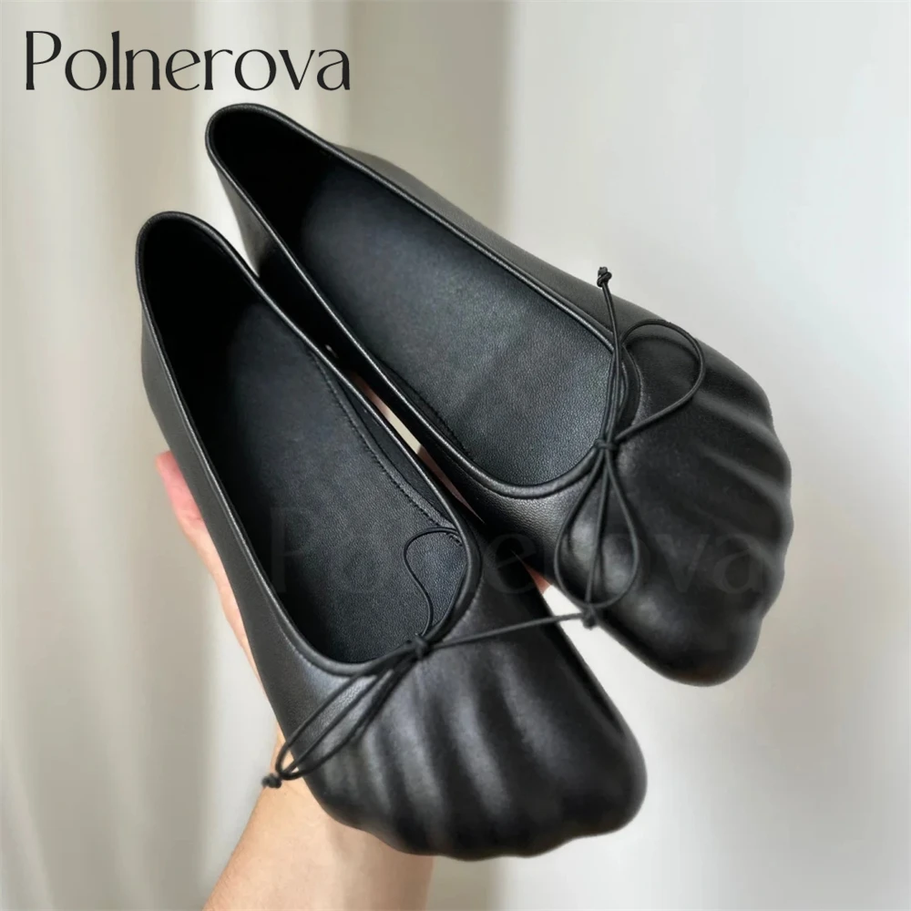 Five Fingers Flats Luxurious Leather Ballet Shoes Novel Design Slip-On Shoes Butterfly Knot Silver Black Leather Flats for Women