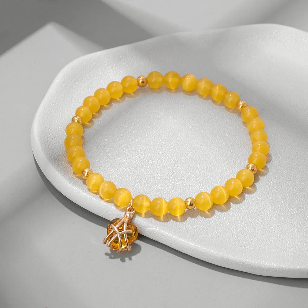 Großhandel Naturstein Rosa Rosenquarz Perlen Armband Frauen Tigerauge Katzenauge Perlen Herz Anhänger Armbänder Heilung Schmuck – Detail 15