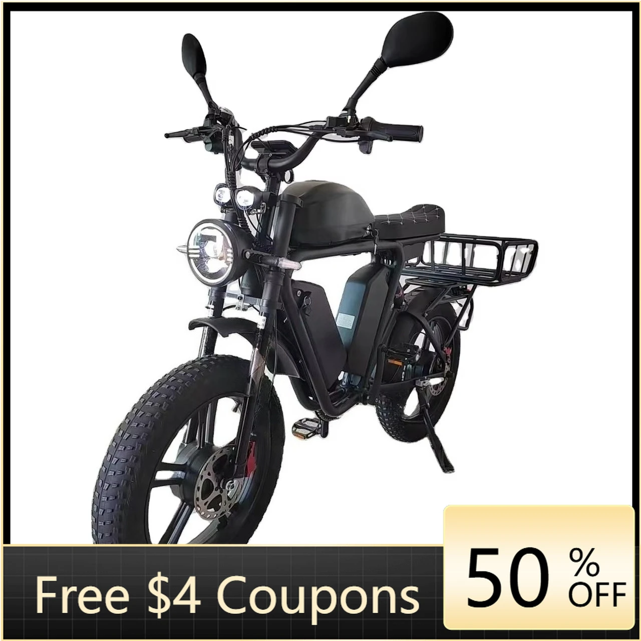 

Rs electric bicycle 52v dual motor 2000W 79Ah hydraulic brake full suspension fat tire remote aluminum frame fast cargo electric